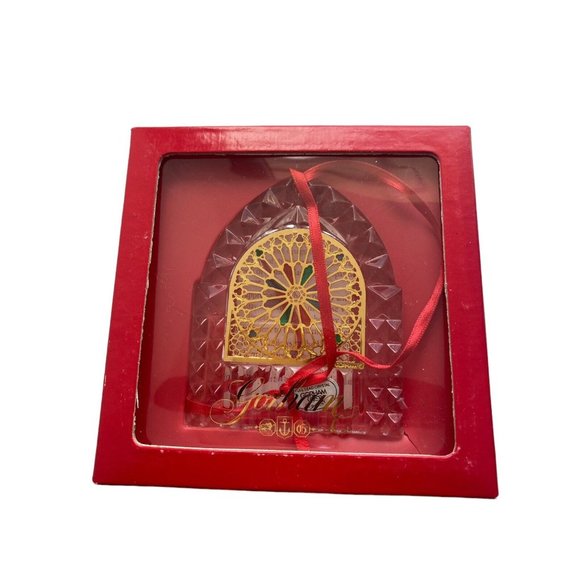 Gorham Crystal Stained Glass Ornament Great Rose Window - Picture 2 of 6